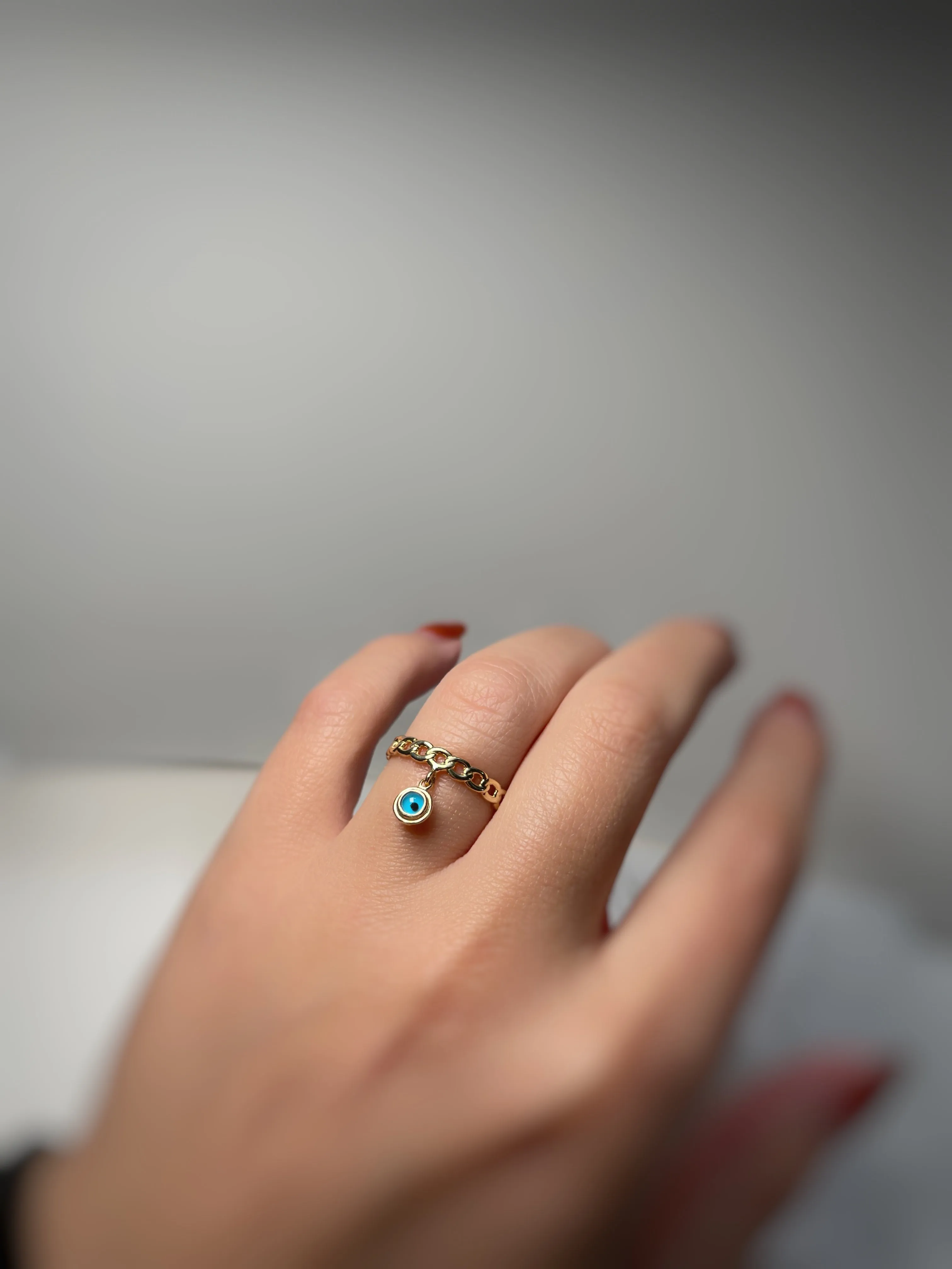 14KT Cuban Sided Dangling Eye Ring