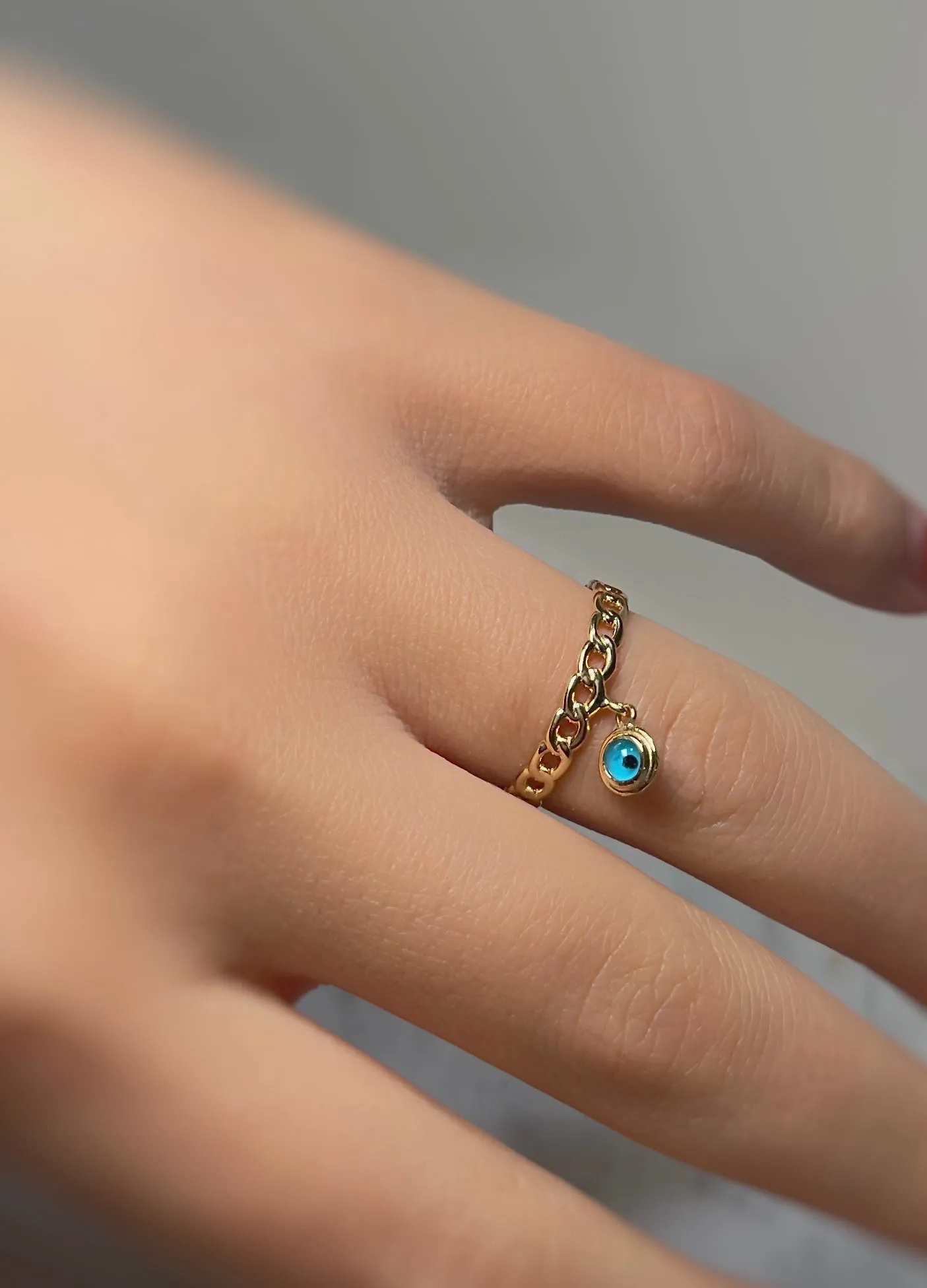 14KT Cuban Sided Dangling Eye Ring