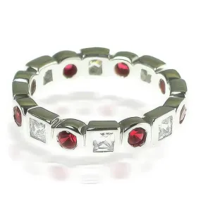 1.65 CT Round & Princess Cut Rubies & Diamonds - Eternity Ring