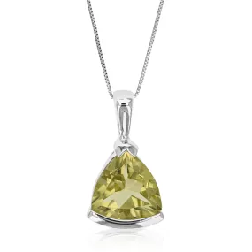 1.80 cttw Pendant Necklace, Lemon Quartz Pendant Necklace for Women in .925 Sterling Silver with 18 Inch Chain, Channel Setting