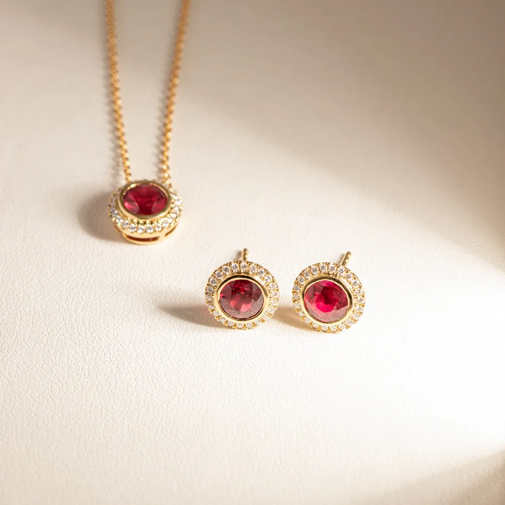 18ct Yellow Gold Ruby & Diamond Isla Necklace