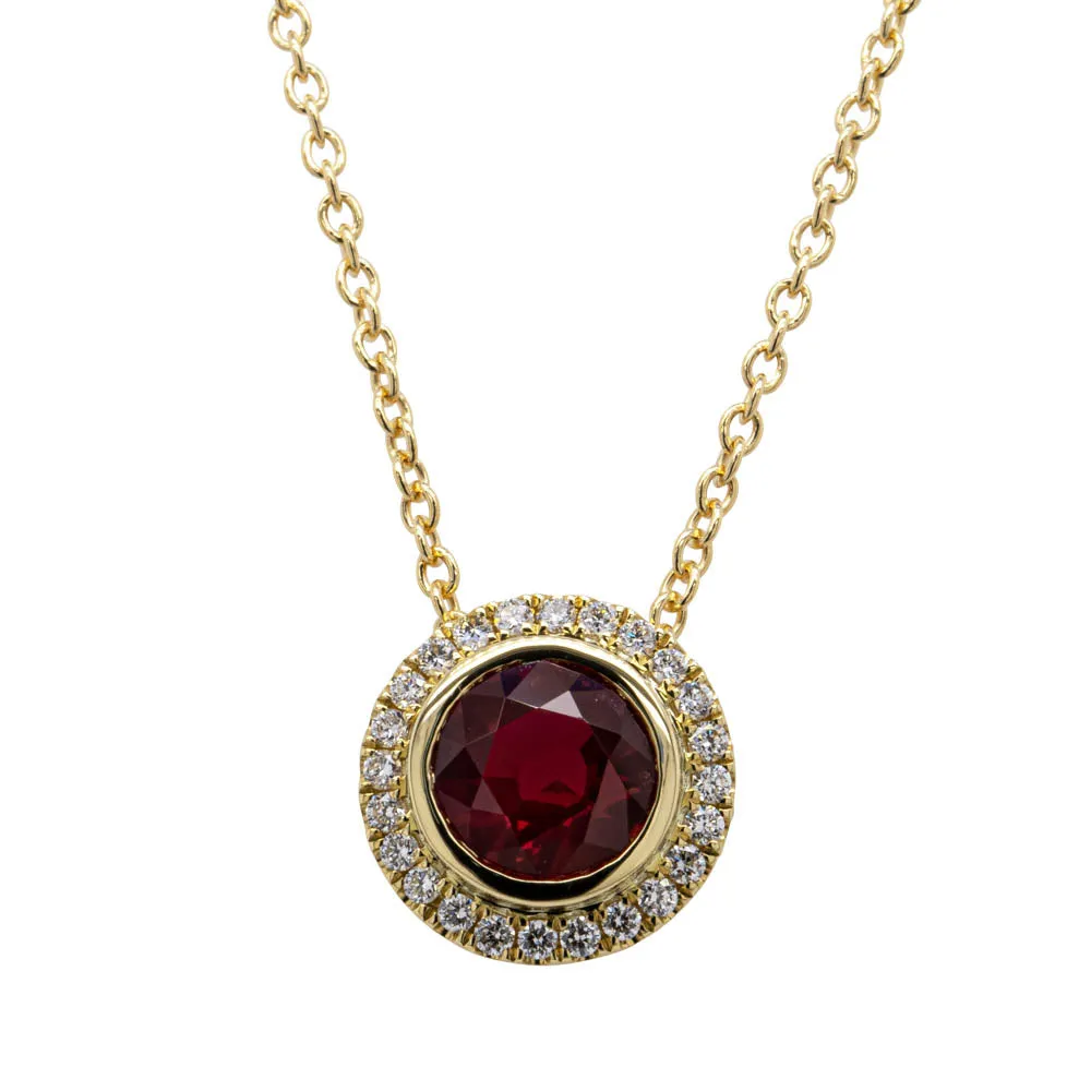 18ct Yellow Gold Ruby & Diamond Isla Necklace