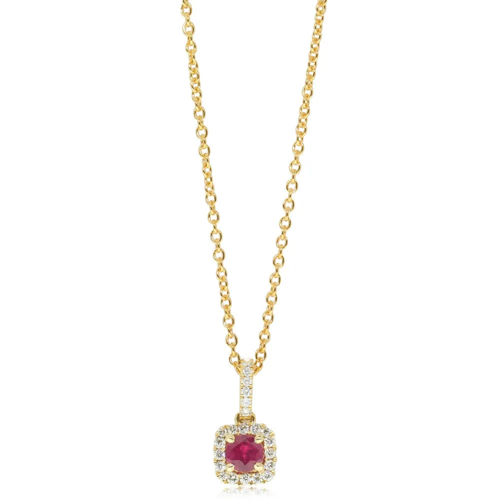 18ct Yellow Gold Ruby & Diamond Pendant