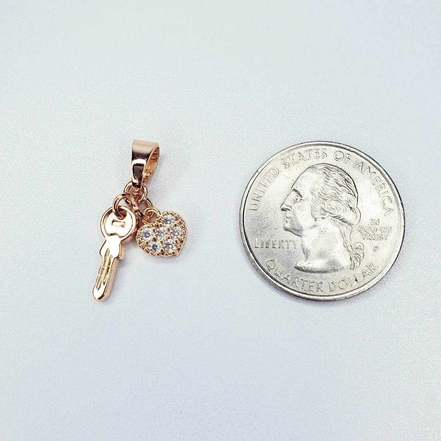 18K Gold Filled Micro Pave Key To My Heart Charm (KC Gold)