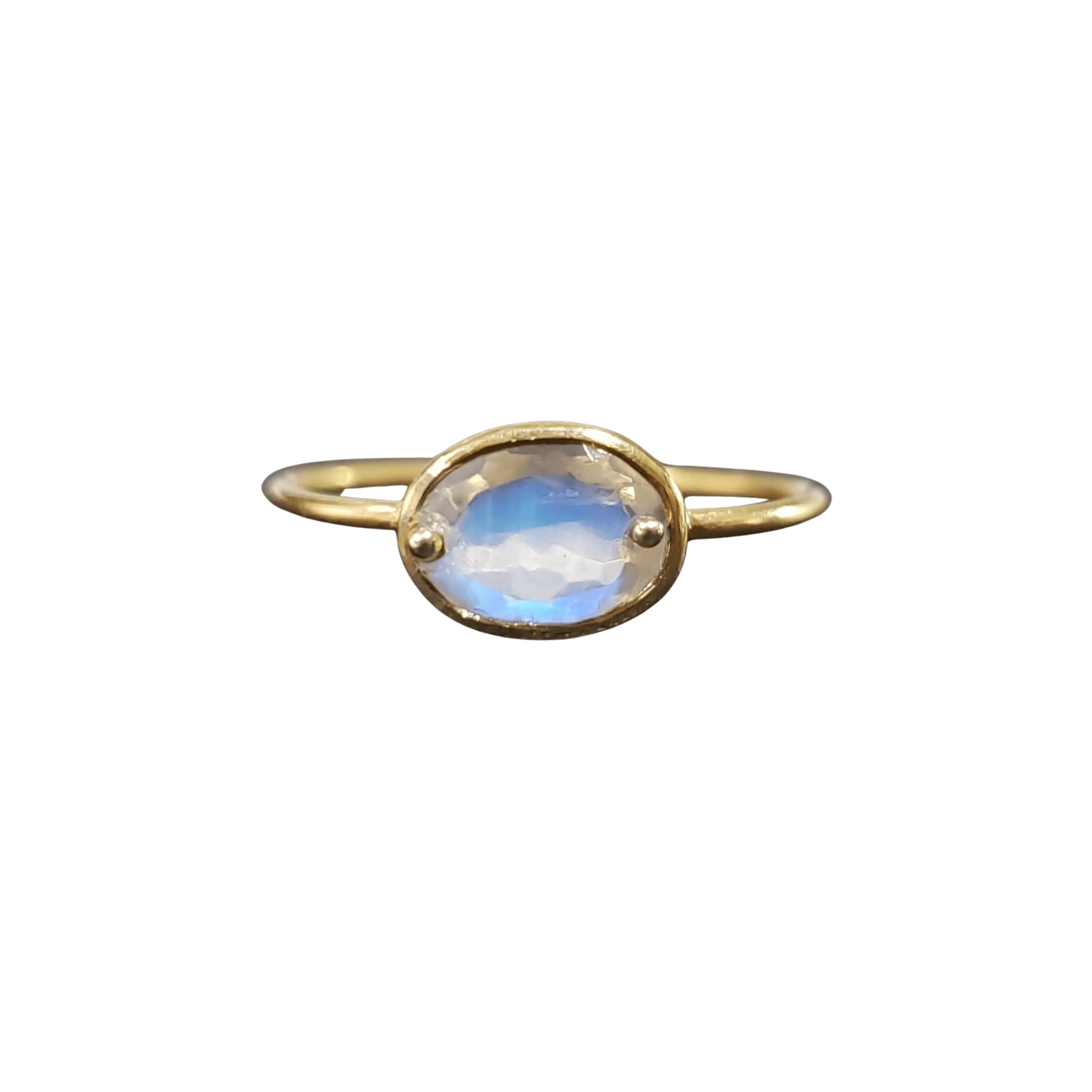 18k Gold Rainbow Moonstone Ring