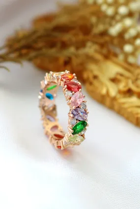 18K Rainbow Swarovski Eternity Band Ring