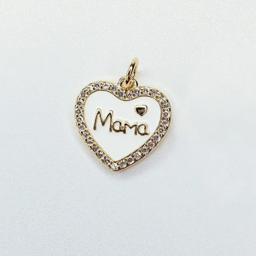 18K Real Gold & Platinum Plated Heart Shaped Mama Charm