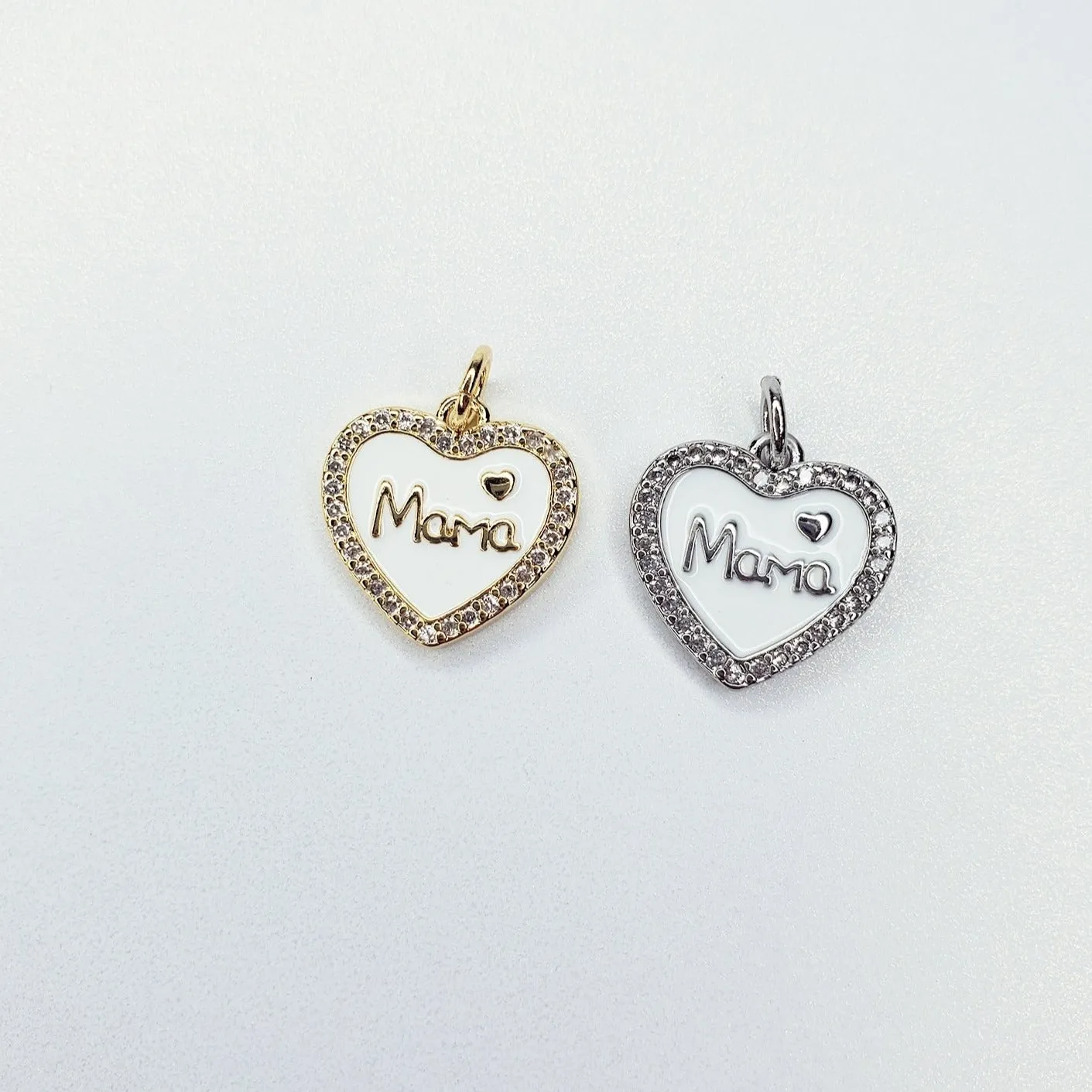 18K Real Gold & Platinum Plated Heart Shaped Mama Charm