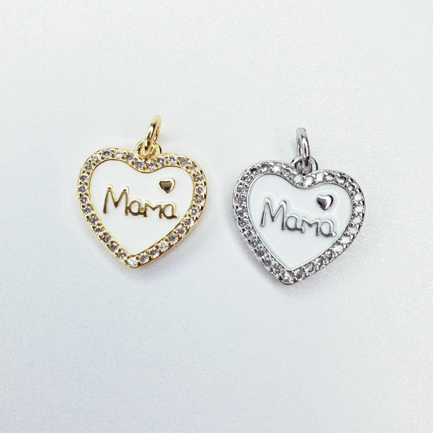 18K Real Gold & Platinum Plated Heart Shaped Mama Charm