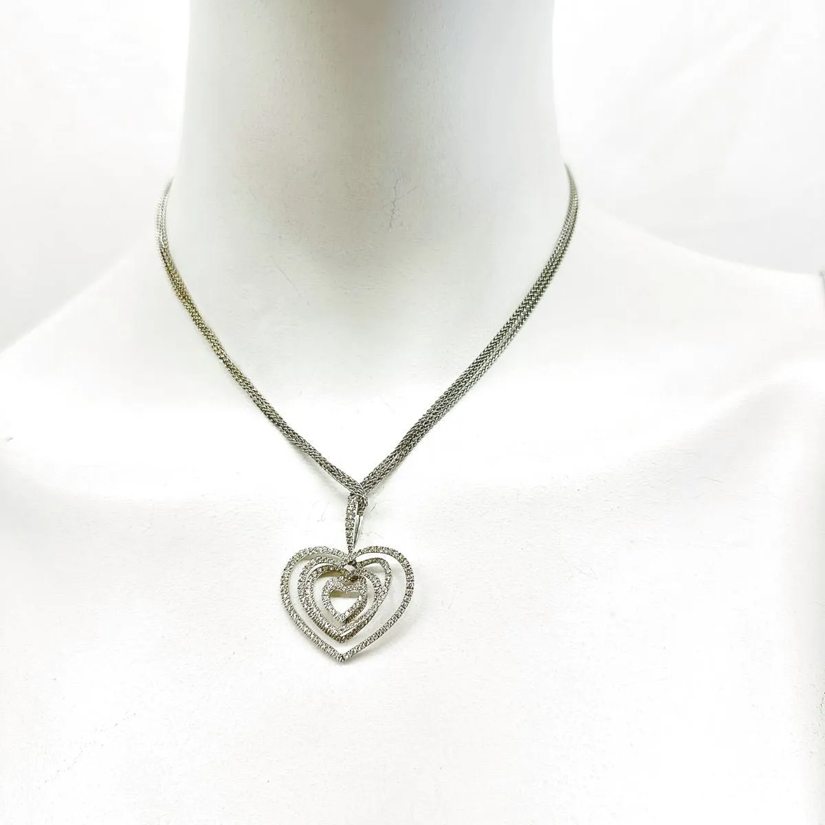 18K White Gold Necklace with Diamond Heart Pendant