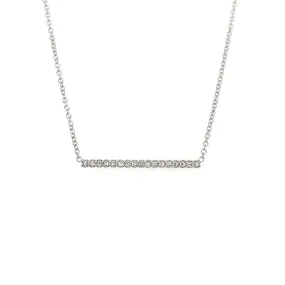 18k White Gold Rose Cut Diamond Bar Necklace