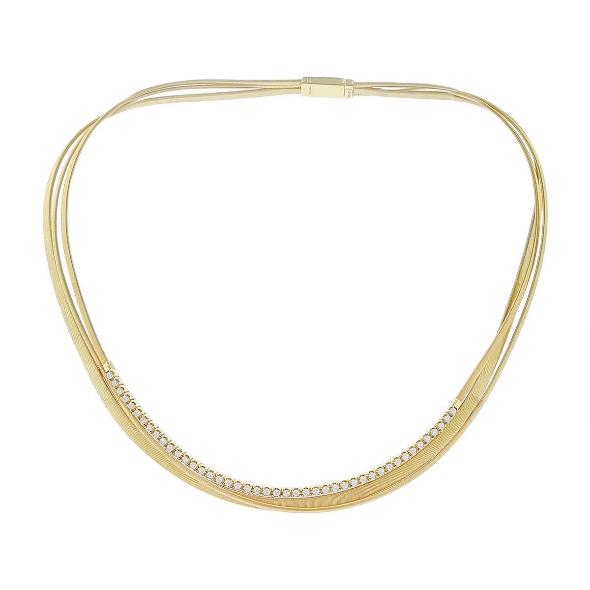 18K Yellow Gold and Diamond Three Strand Necklace