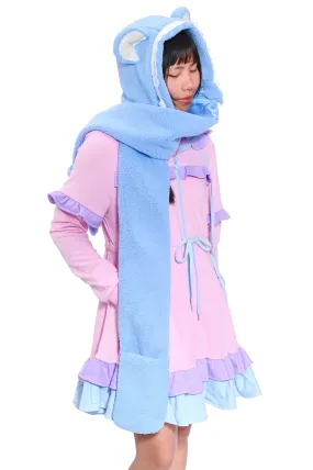 2-Way Bear Hooded Scarf - Blue