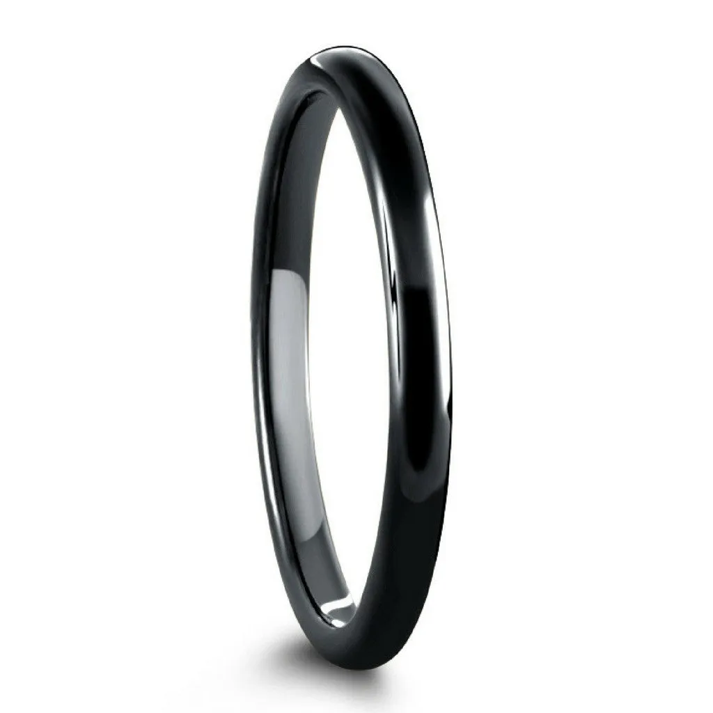 2mm Black Tungsten Carbide Wedding Ring