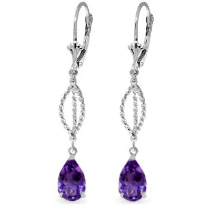 3 Carat 14K Solid White Gold Embrace Wisdom Amethystsyt Earrings