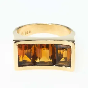 3.46ctw Three Stone Citrine Gemstone Ring in 14K Yellow Gold