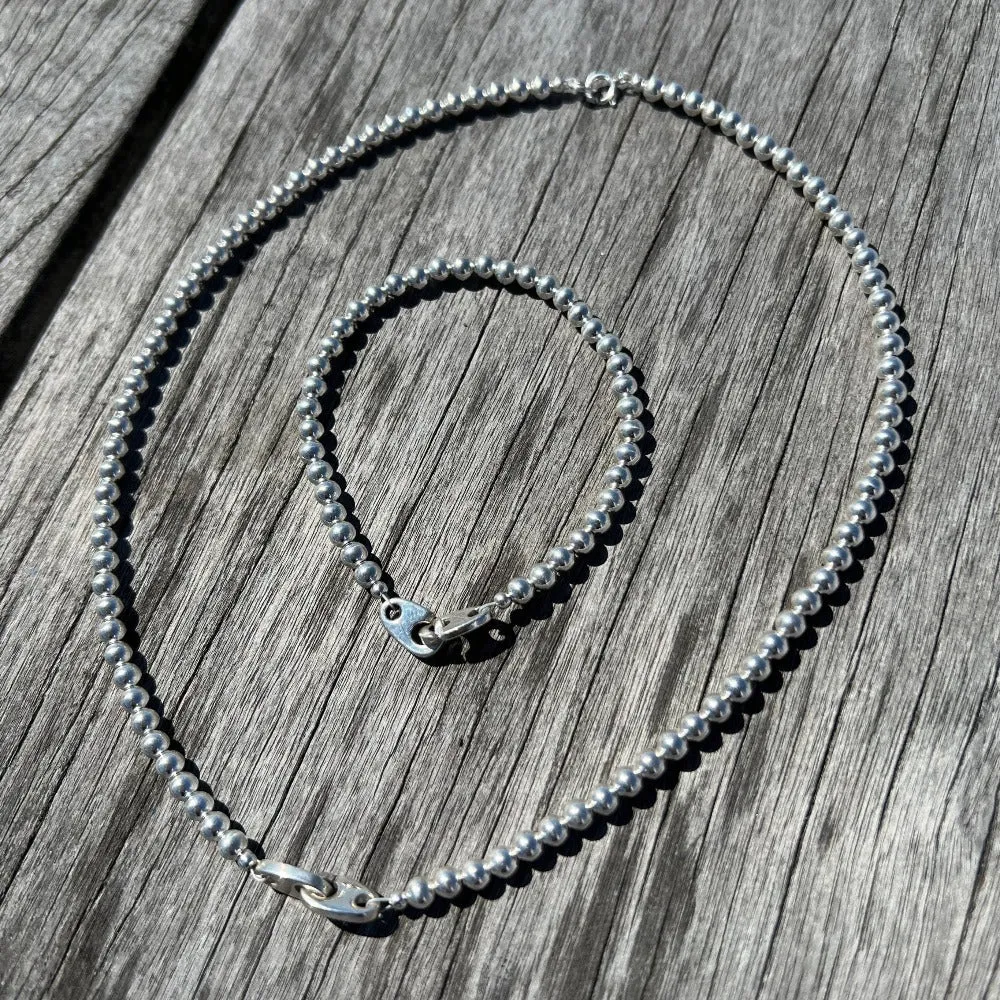 4mm Beaded Sterling Silver Mini Brummel Bracelet