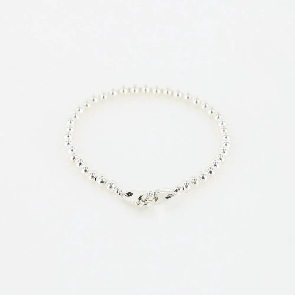 4mm Beaded Sterling Silver Mini Brummel Bracelet