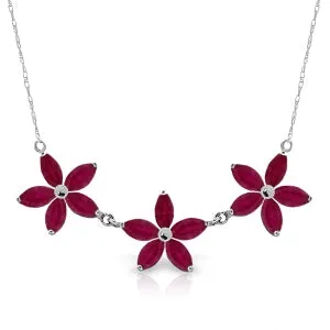 5 Carat 14K Solid White Gold Necklace Natural Ruby