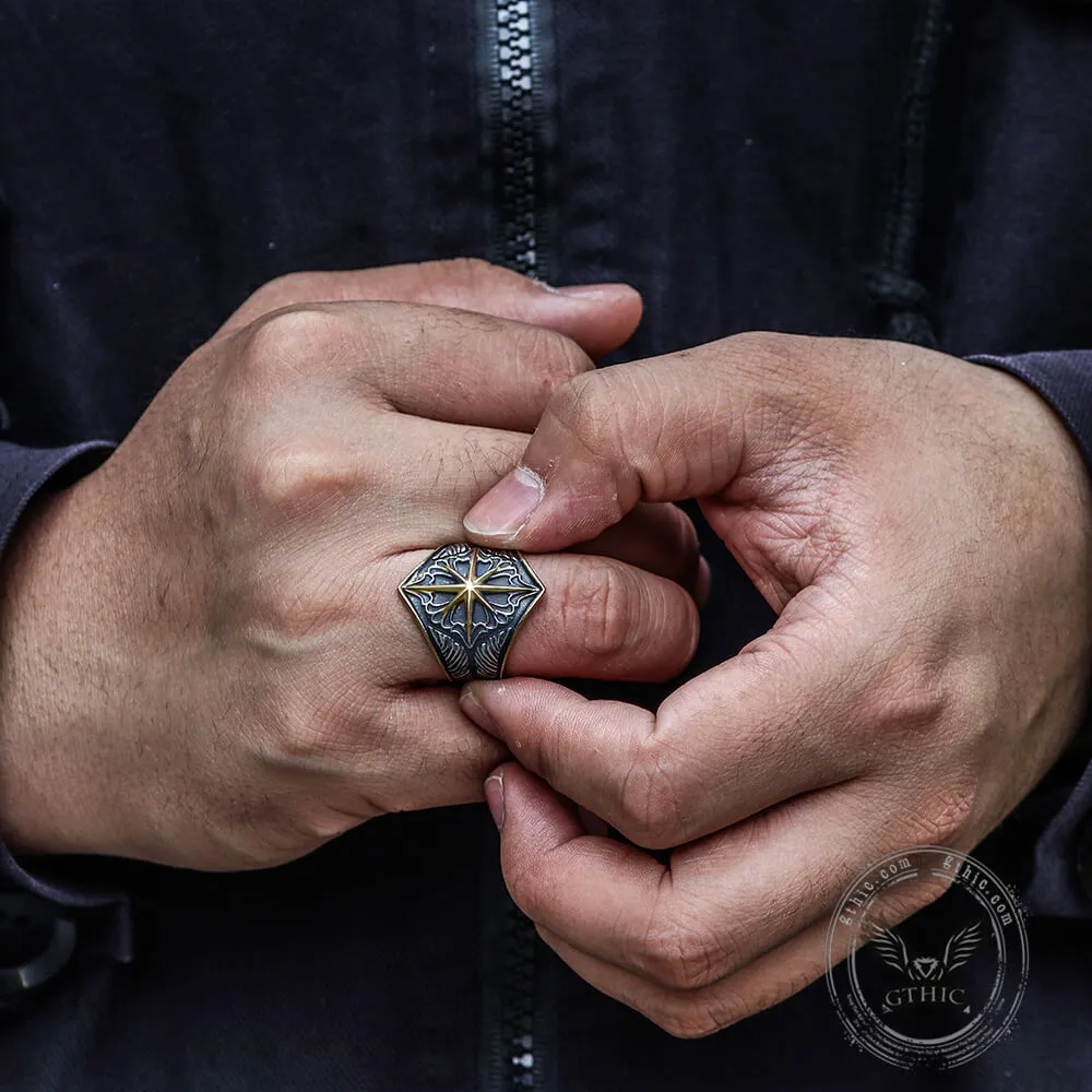 8 Point Star Sterling Silver Ring