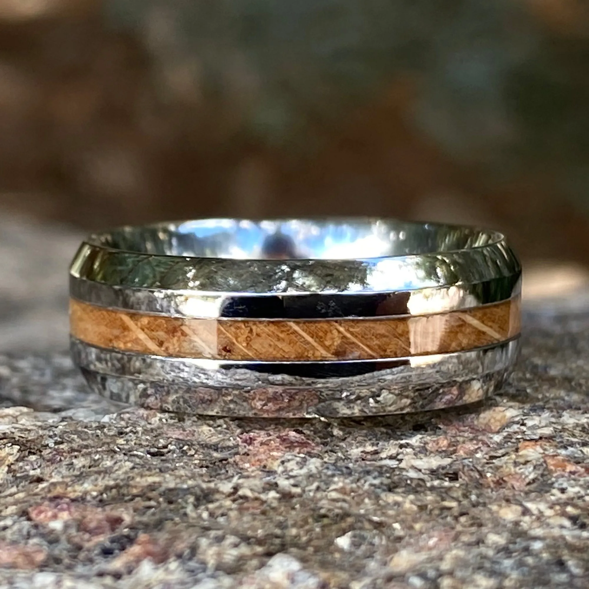 8mm Mens Whiskey Barrel Wedding Ring - Men's Wedding Bands - Comfort Fit - Custom Mens Rings