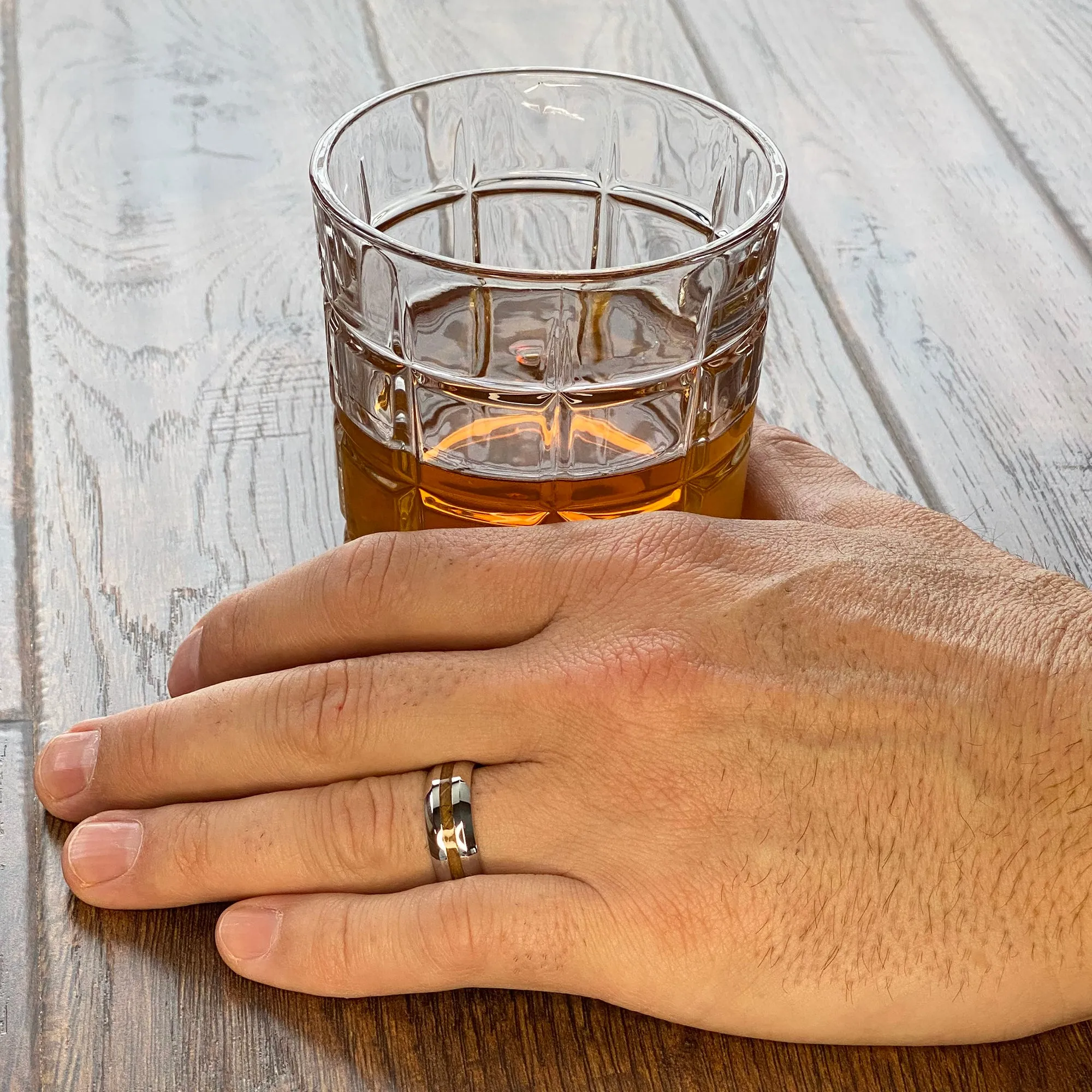 8mm Mens Whiskey Barrel Wedding Ring - Men's Wedding Bands - Comfort Fit - Custom Mens Rings