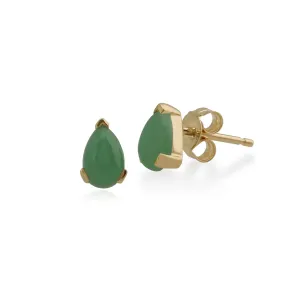 9 karat Gelbes Gold Jade Ohrstecker Ohrringe