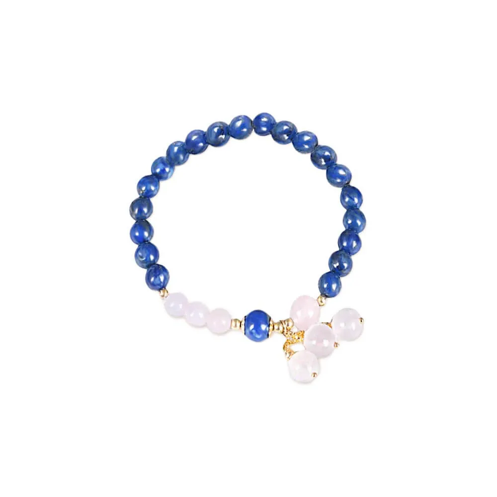 925 Silver Lapis Lazuli Pink Crystal Bracelet