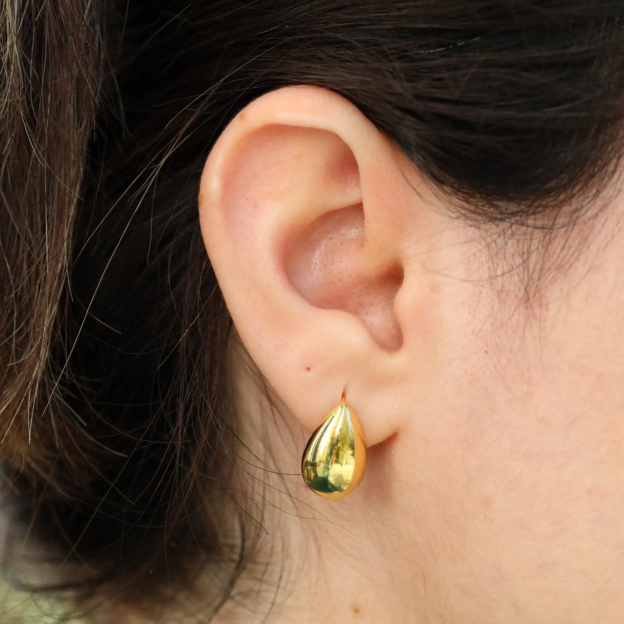 925 Sterling Silver and 18K Gold-Filled Water Drop Stud Earrings