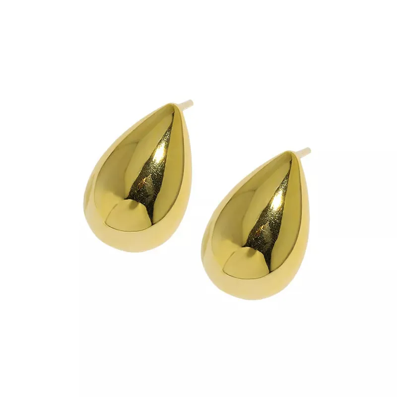 925 Sterling Silver and 18K Gold-Filled Water Drop Stud Earrings