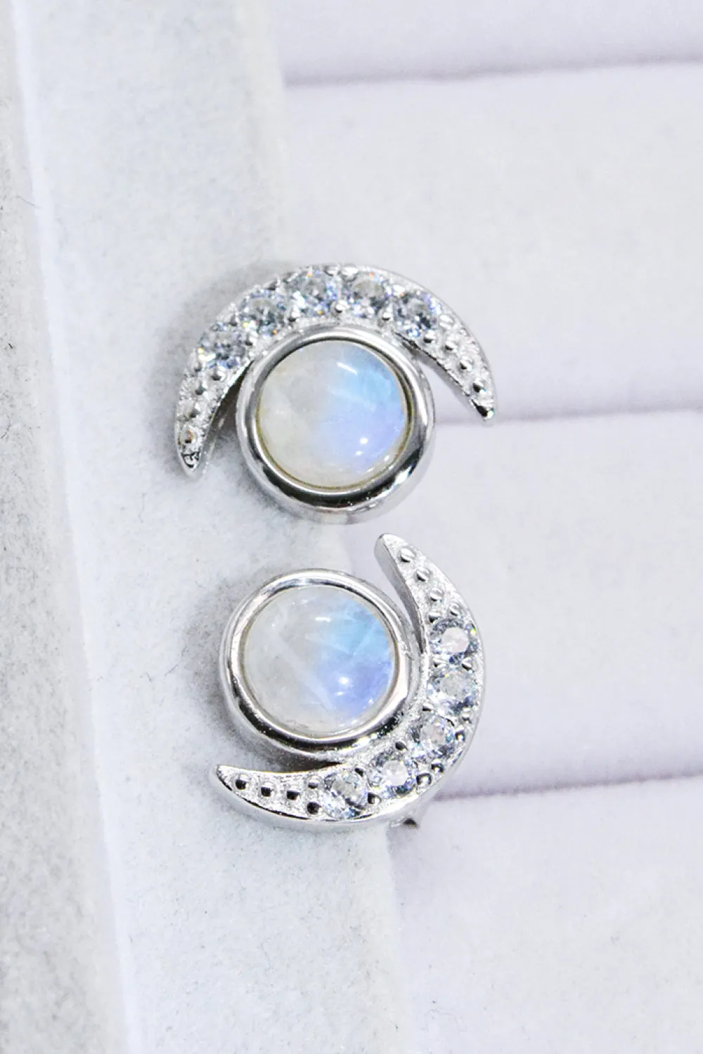 925 Sterling Silver Moonstone Stud Earrings