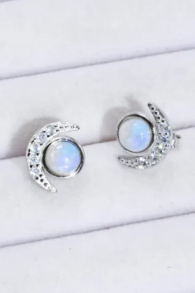 925 Sterling Silver Moonstone Stud Earrings