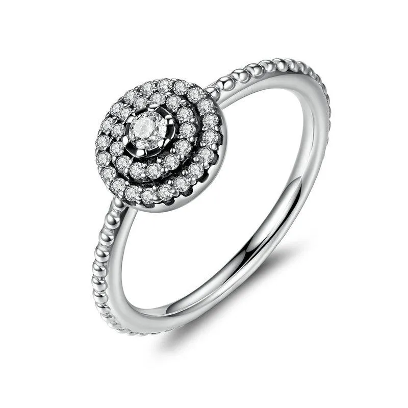 925 Sterling Silver Round Shape Radiant Elegant Ring