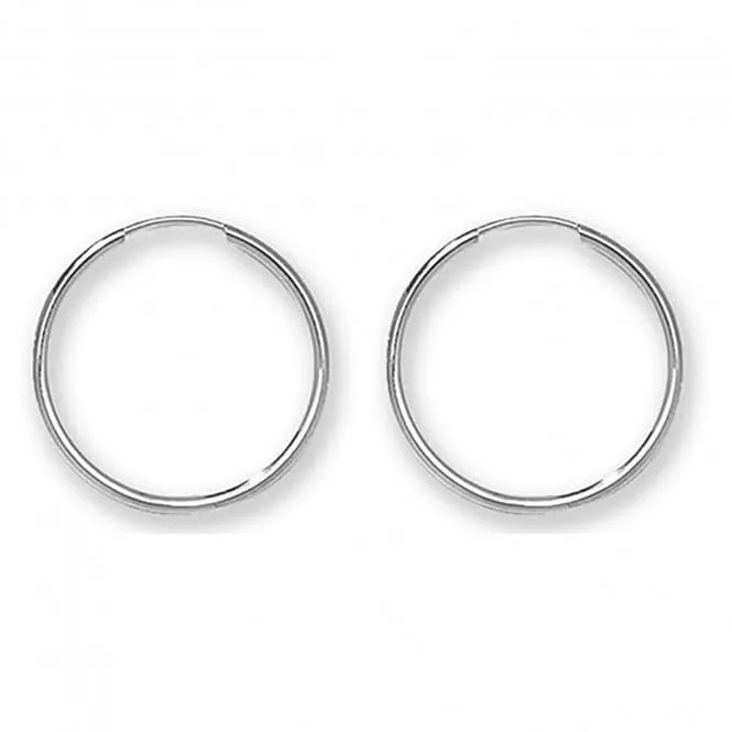 9ct White Gold 18mm Sleeper Earrings ES112W