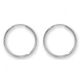 9ct White Gold 18mm Sleeper Earrings ES112W