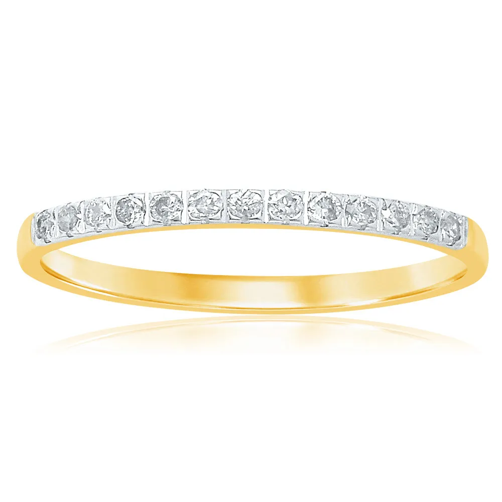 9ct Yellow Gold Eternity Ring with 13 Diamonds