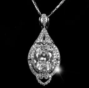 Adela Vintage Art Deco Clear Diamond Pendant Necklace | 27 Carat | Cubic Zirconia