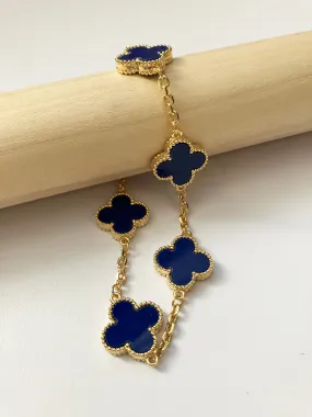 Adjustable 8.5" Lapis Lazuli Quatrefoil Bracelet