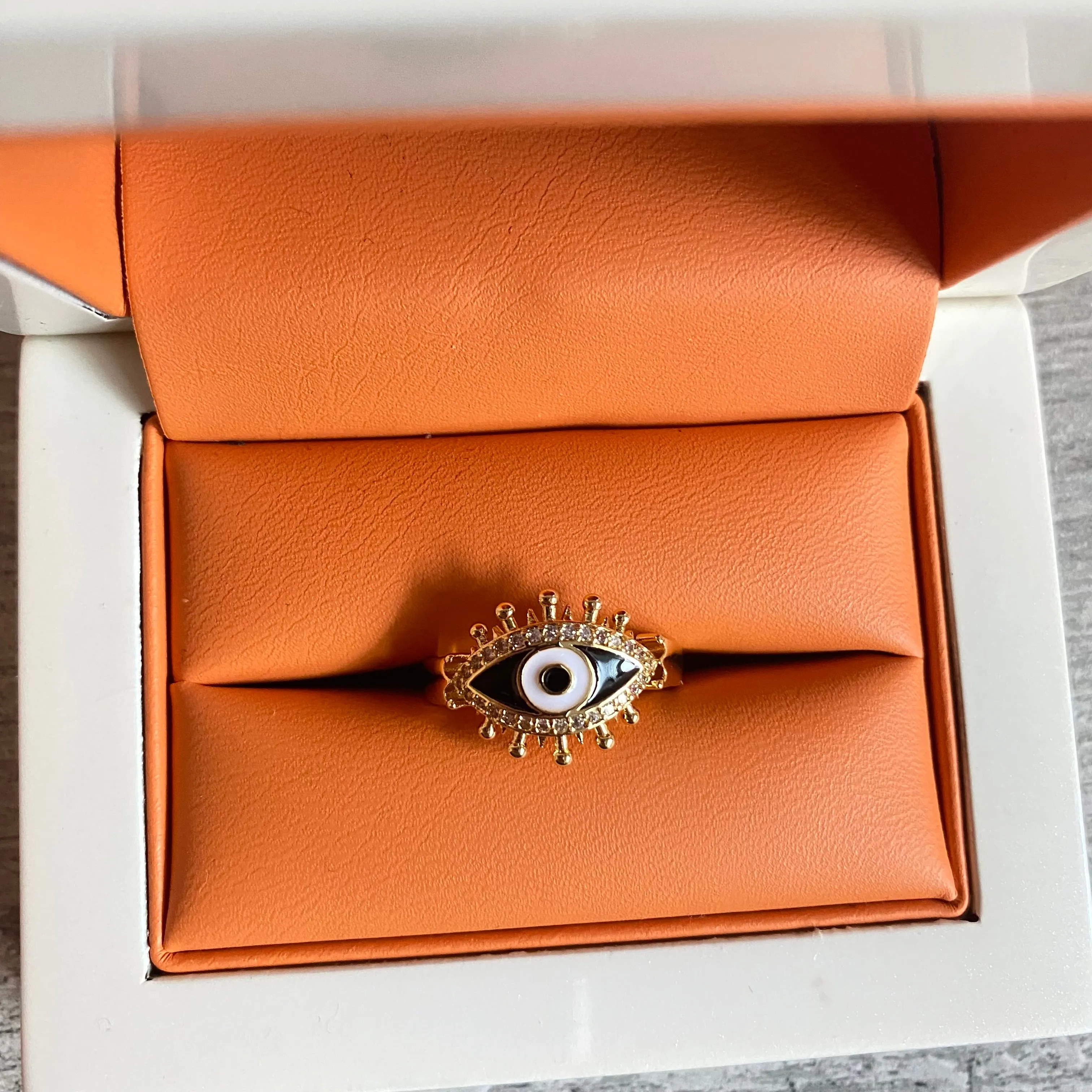 Adjustable Multicolor Evil Eye Ring 06