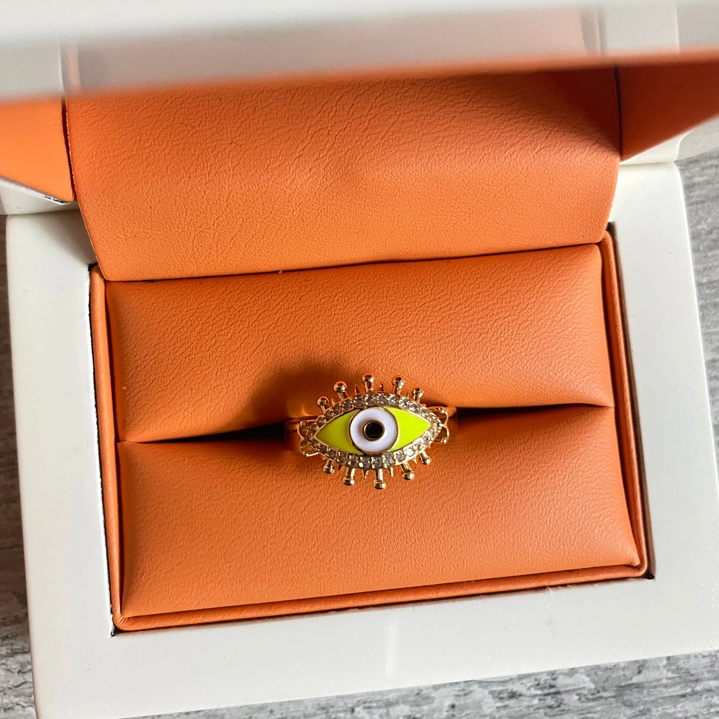 Adjustable Multicolor Evil Eye Ring 06