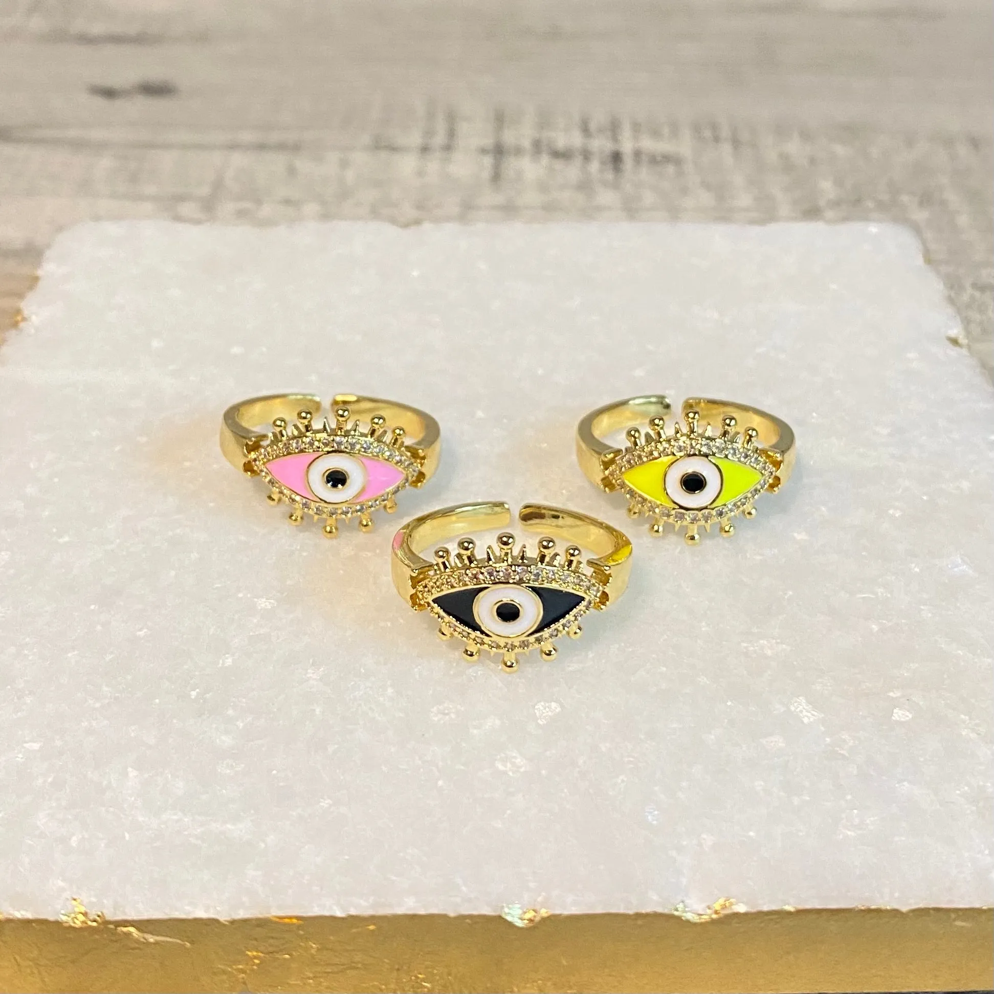 Adjustable Multicolor Evil Eye Ring 06