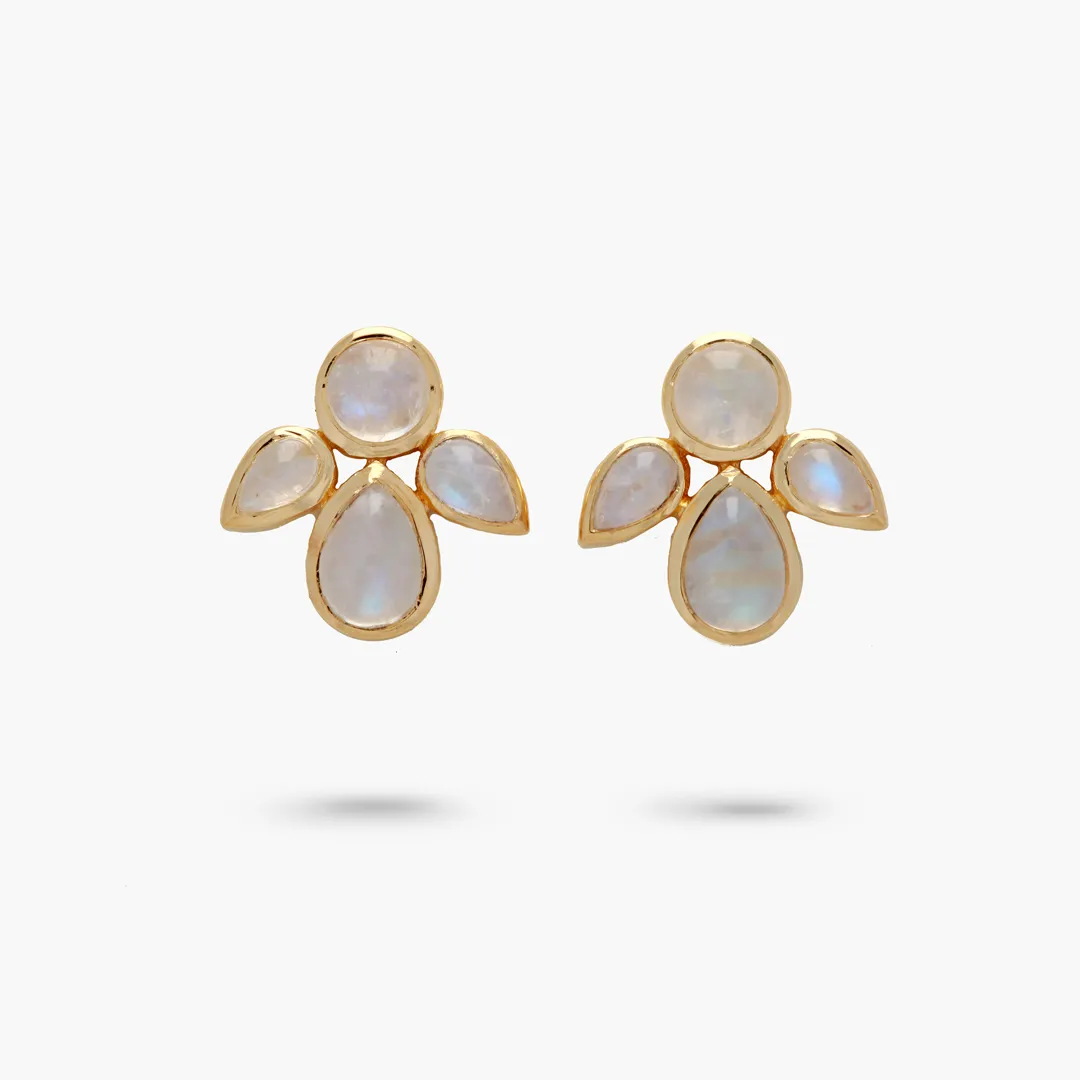 Amare Wear Mini Moonstone Angel Leaf Studs