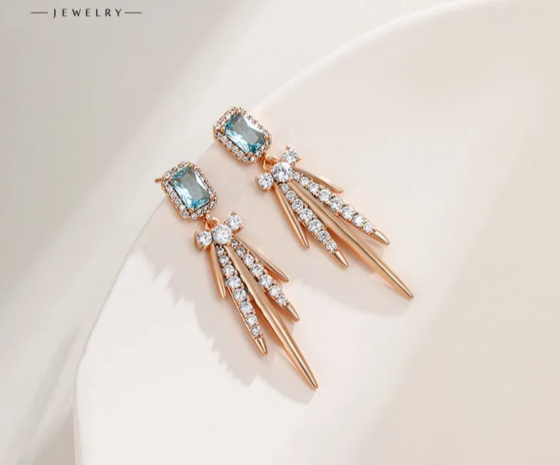 American style retro fashion micro-embedded square tassel earrings for women niche design high-end