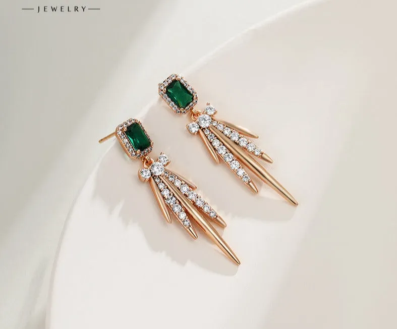 American style retro fashion micro-embedded square tassel earrings for women niche design high-end