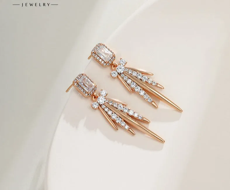 American style retro fashion micro-embedded square tassel earrings for women niche design high-end