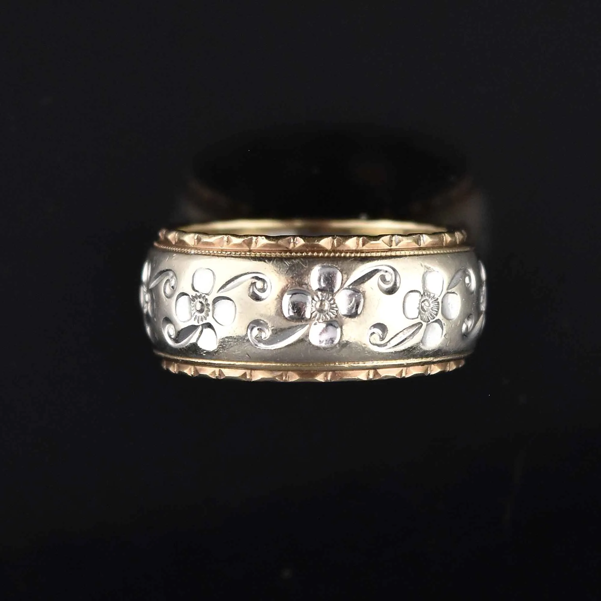 Antique 14K Gold Wide Diamond Eternity Band Ring