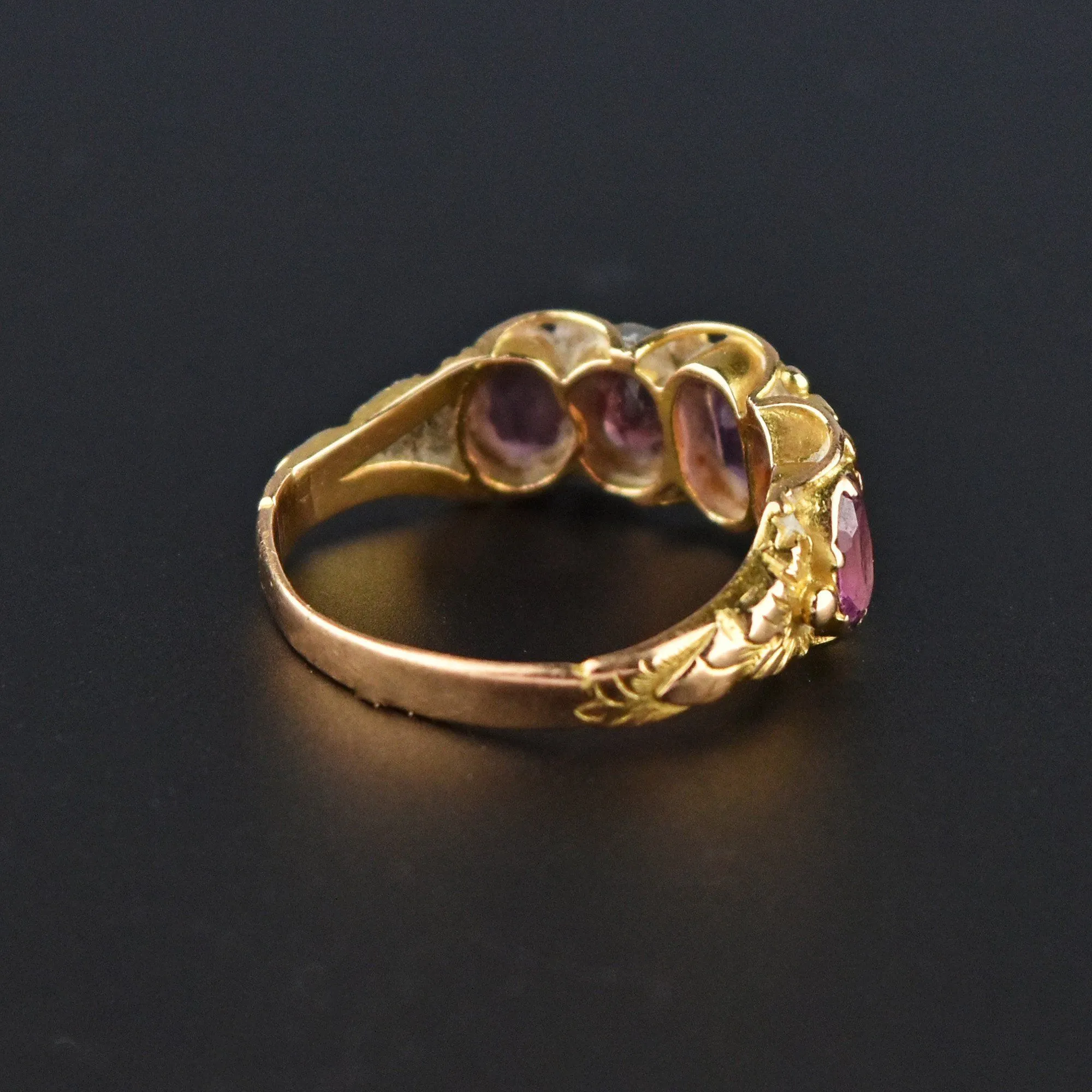 Antique Georgian 18K Gold Garnet Band Ring