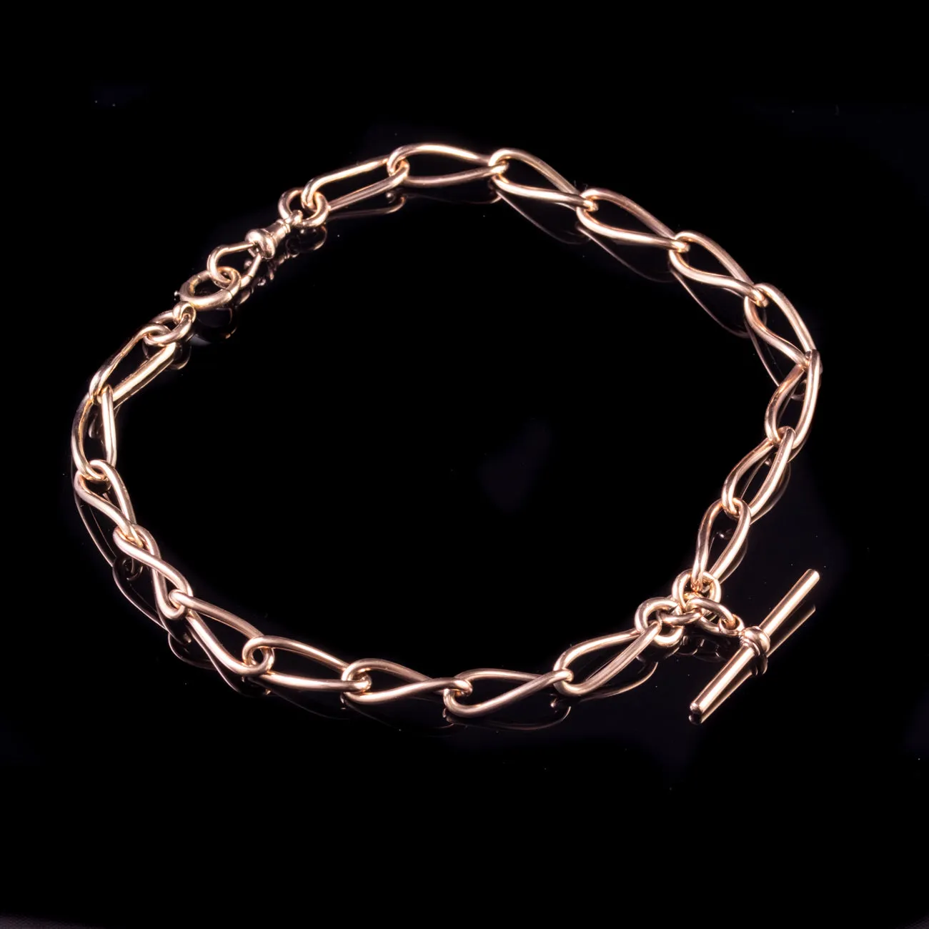 Antique Victorian Albert Chain 9Ct Rose Gold Circa 1900