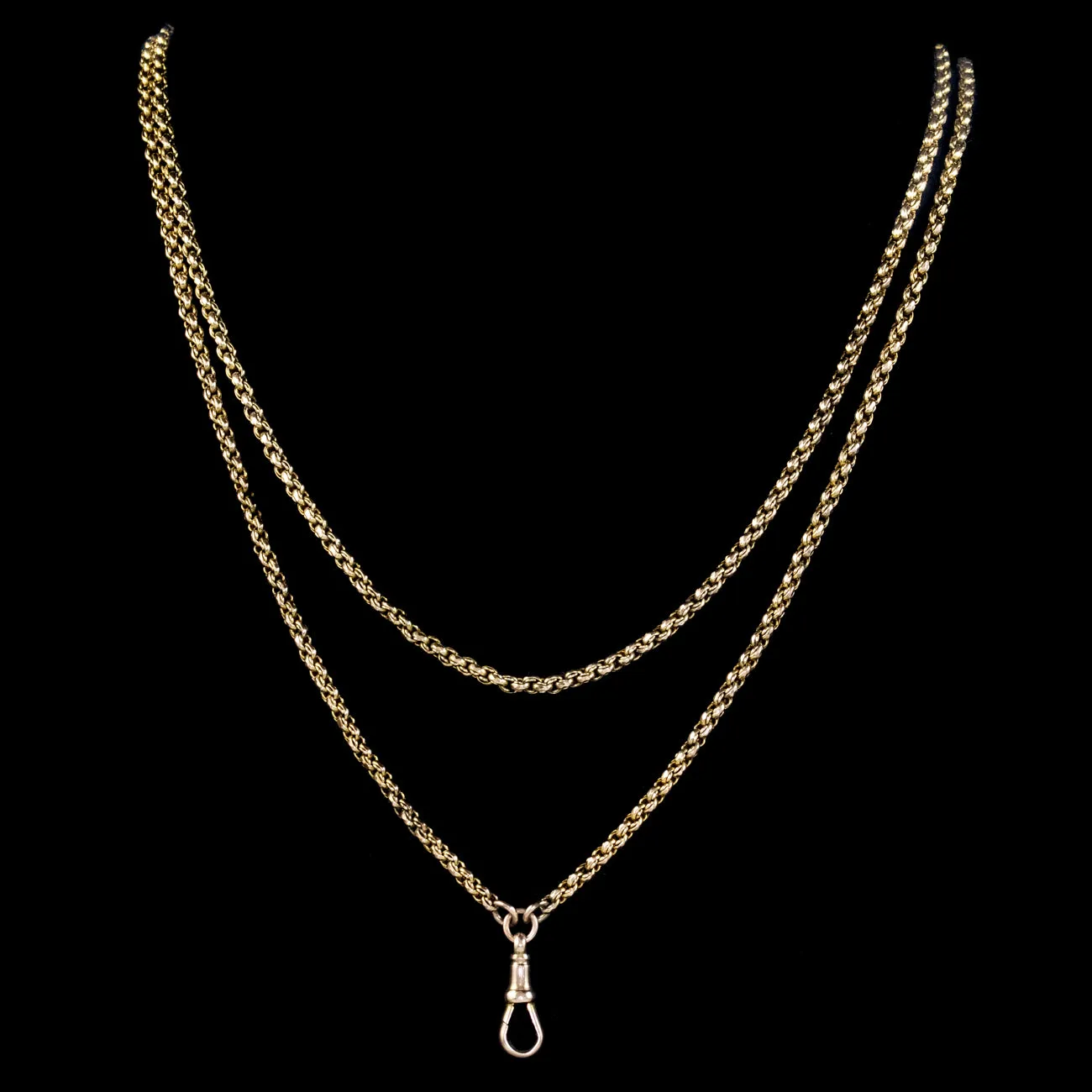 Antique Victorian Long Guard Chain 9Ct Gold Circa 1880