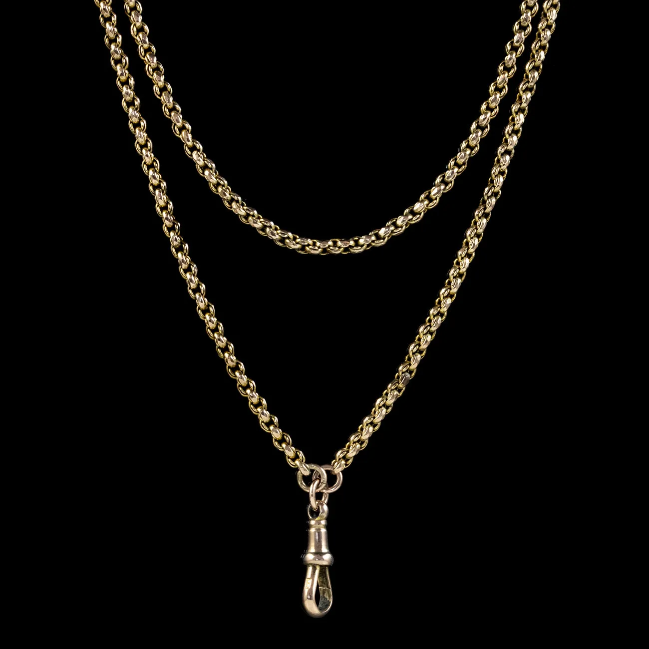 Antique Victorian Long Guard Chain 9Ct Gold Circa 1880